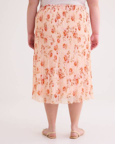 Printed Pull-On Pleated Midi Skirt