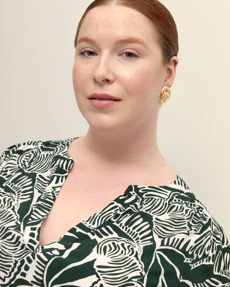 Responsible, Printed Split-Neck Dress