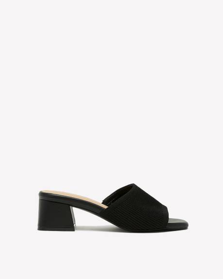 Extra Wide Width, Knit Mule Sandal with Flared Heel