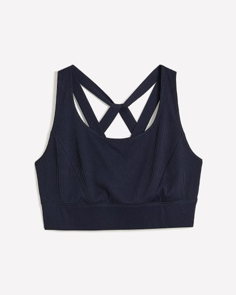 Ribbed Crop Top with Multi-Strap Back - Active Zone