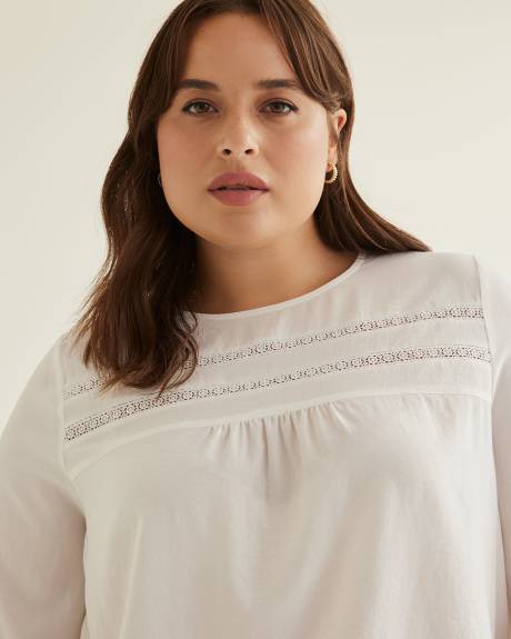 Satin Blouse with Lace Inserts