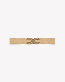 Wide Elastic Straw Belt with Double-C Buckle