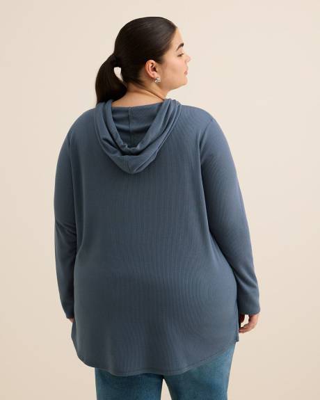 Long-Sleeve Waffle Knit Hoodie