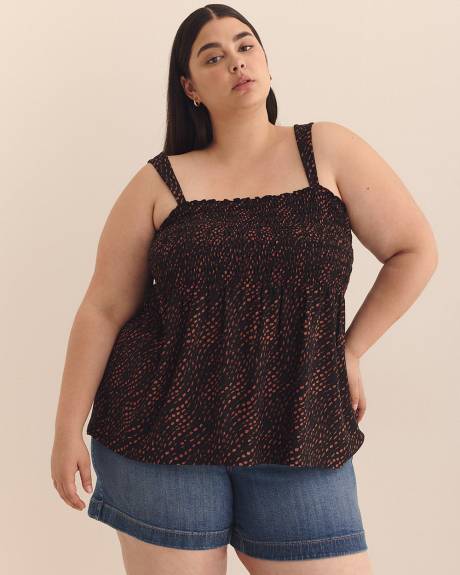 Smocking Knit Top with Large Straps