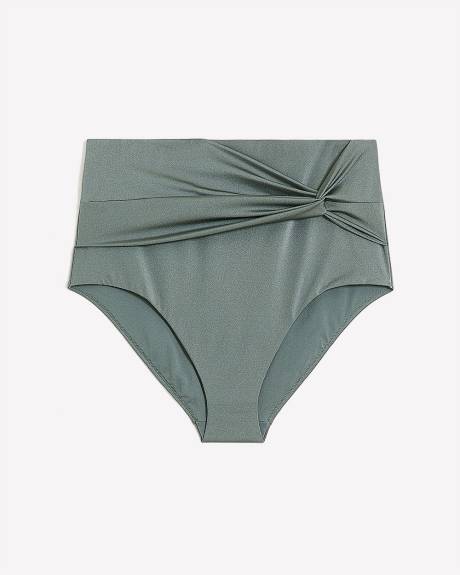 Green High-Waisted Twisted Swim Brief