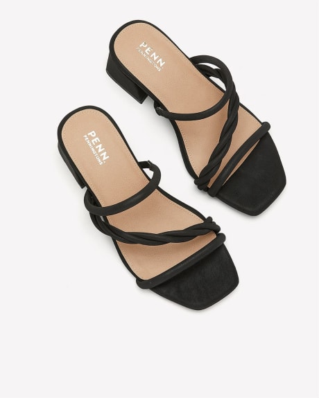 Extra Wide Width, Twist Strap Sandal with Flared Block Heel