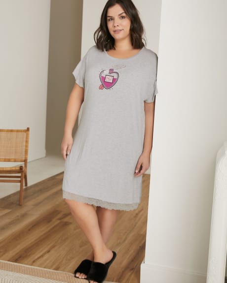Short-Sleeve Sleepshirt With Ruffles - tiVOGLIO