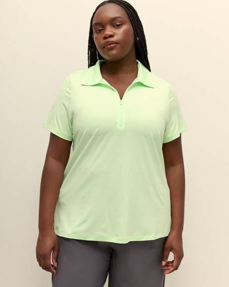 Heather Short-Sleeve Zip Polo Top - Active Zone