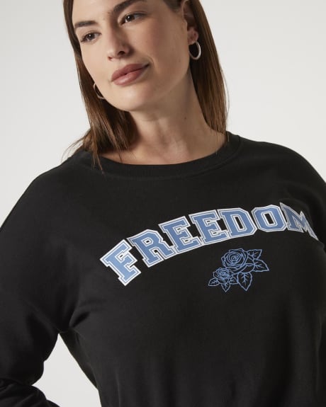 Sweatshirt à manches longues avec imprimé « Freedom » - Addition Elle