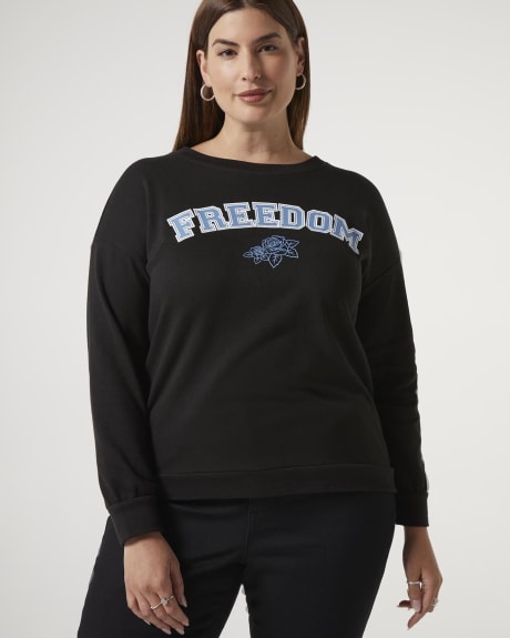 Long Sleeve Freedom Print Sweatshirt - Addition Elle