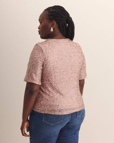 Cropped Sequins Cover-Up with Bow Opening