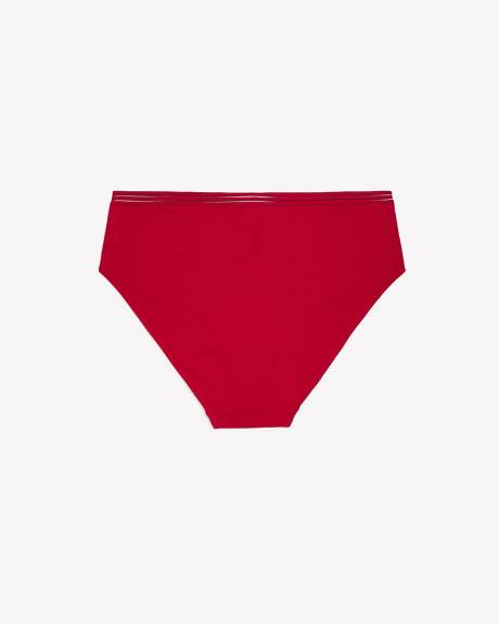 High-Cut Red Cotton Brief with Striped Elastic - ti Voglio