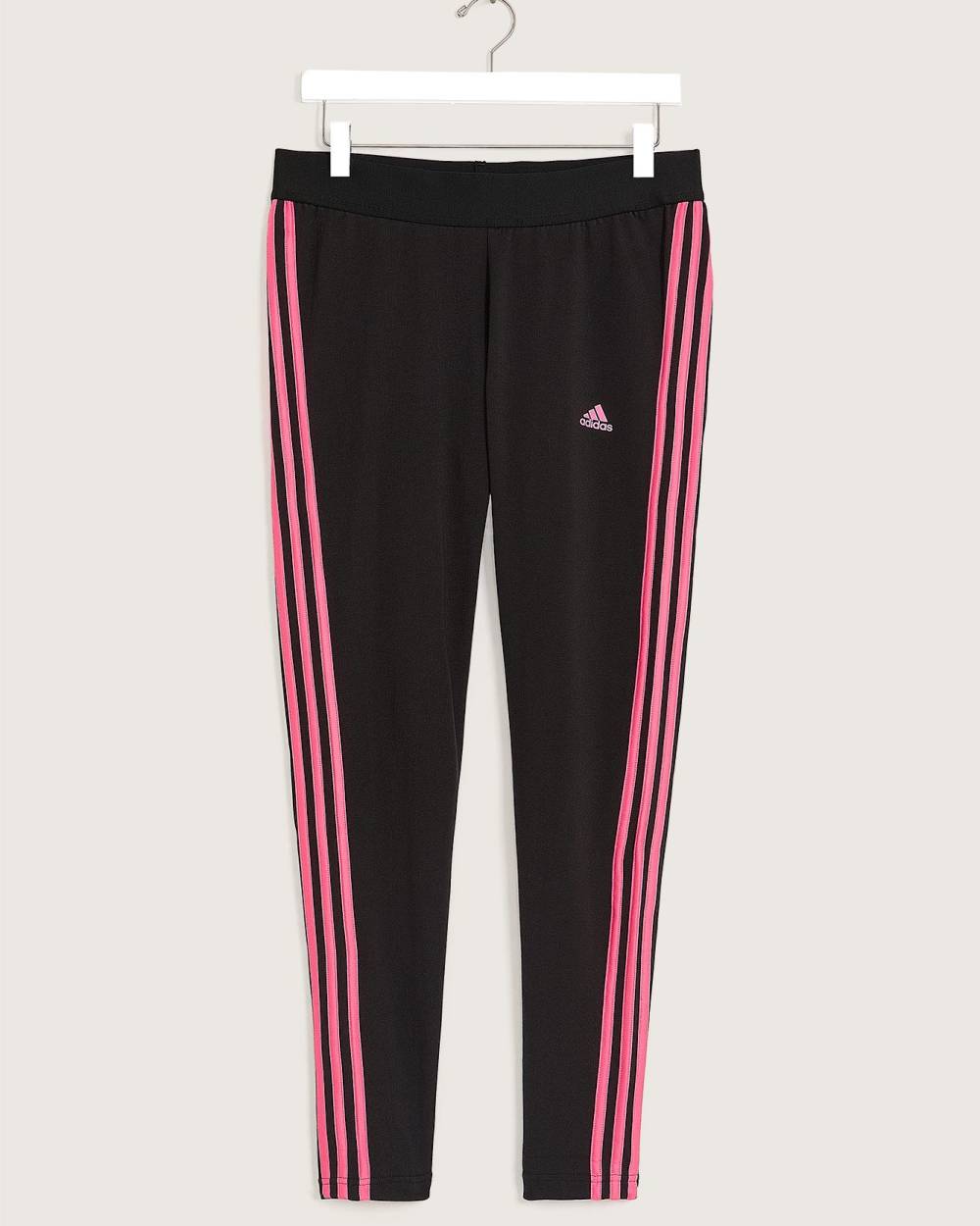 Essentials 3-Stripes Leggings, Black & Fuchsia - adidas