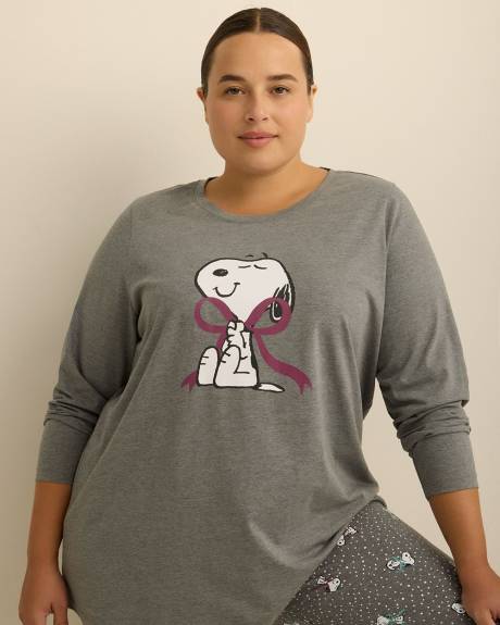 Grey Snoopy Long-Sleeve Pyjama Tunic - ti Voglio
