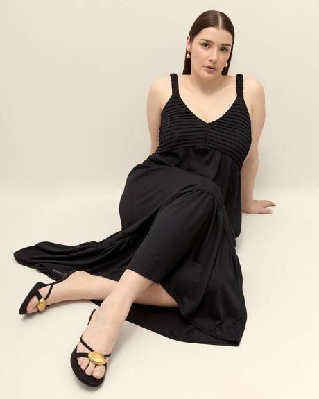 Sleeveless Pleated Maxi Dress with Back Smocking - Addition Elle