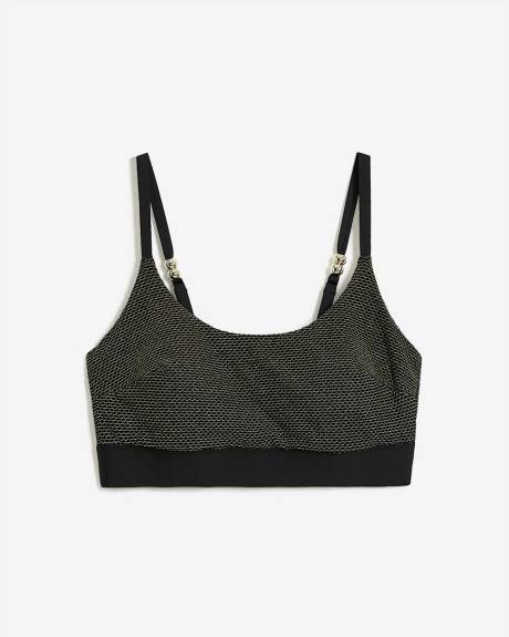Black and Gold Mesh Crop Bikini Top