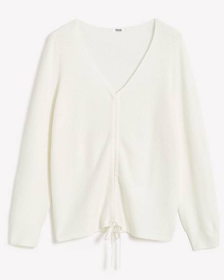 Shirred V-Neck Sweater
