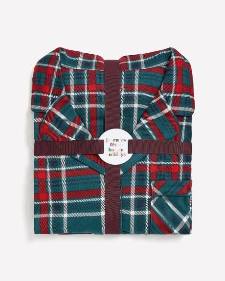 Ensemble-pyjama brossé à carreaux bleus - ti Voglio