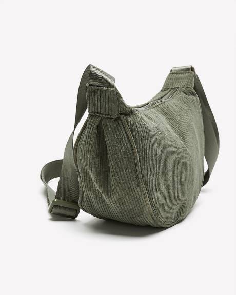 Sac à main en velours côtelé en forme de quartier de lune