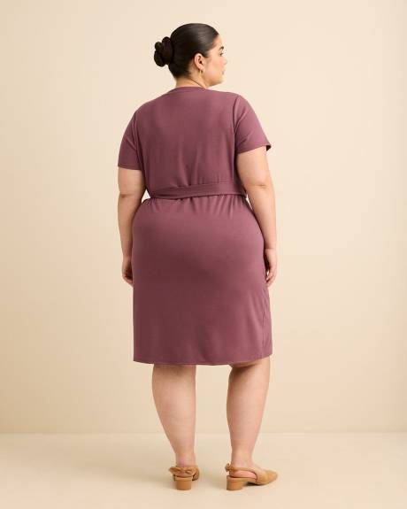 Plum Knit Dress with Removable Belt