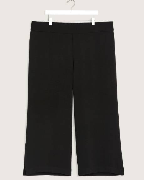 Black Cropped Pull-On Wide-Leg Pant