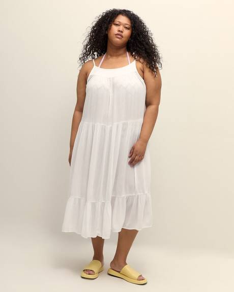 Long Crinkle Swim Cover-Up Dress