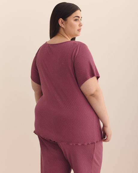 Textured Knit Pyjama Top with Lettuce Edge - ti Voglio