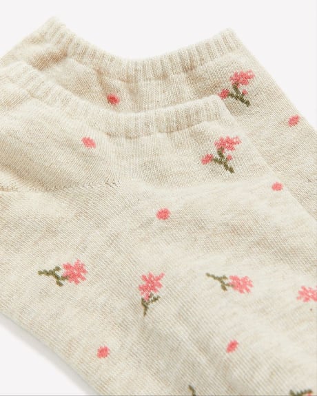 Chaussettes cheville avec imprimé de pois et de fleurs