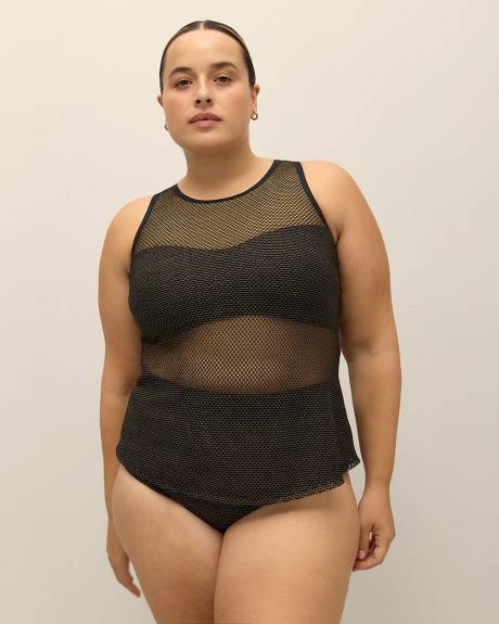 Shiny Fishnet Tankini Top