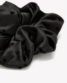 Black Heart-Print Hair Scrunchie