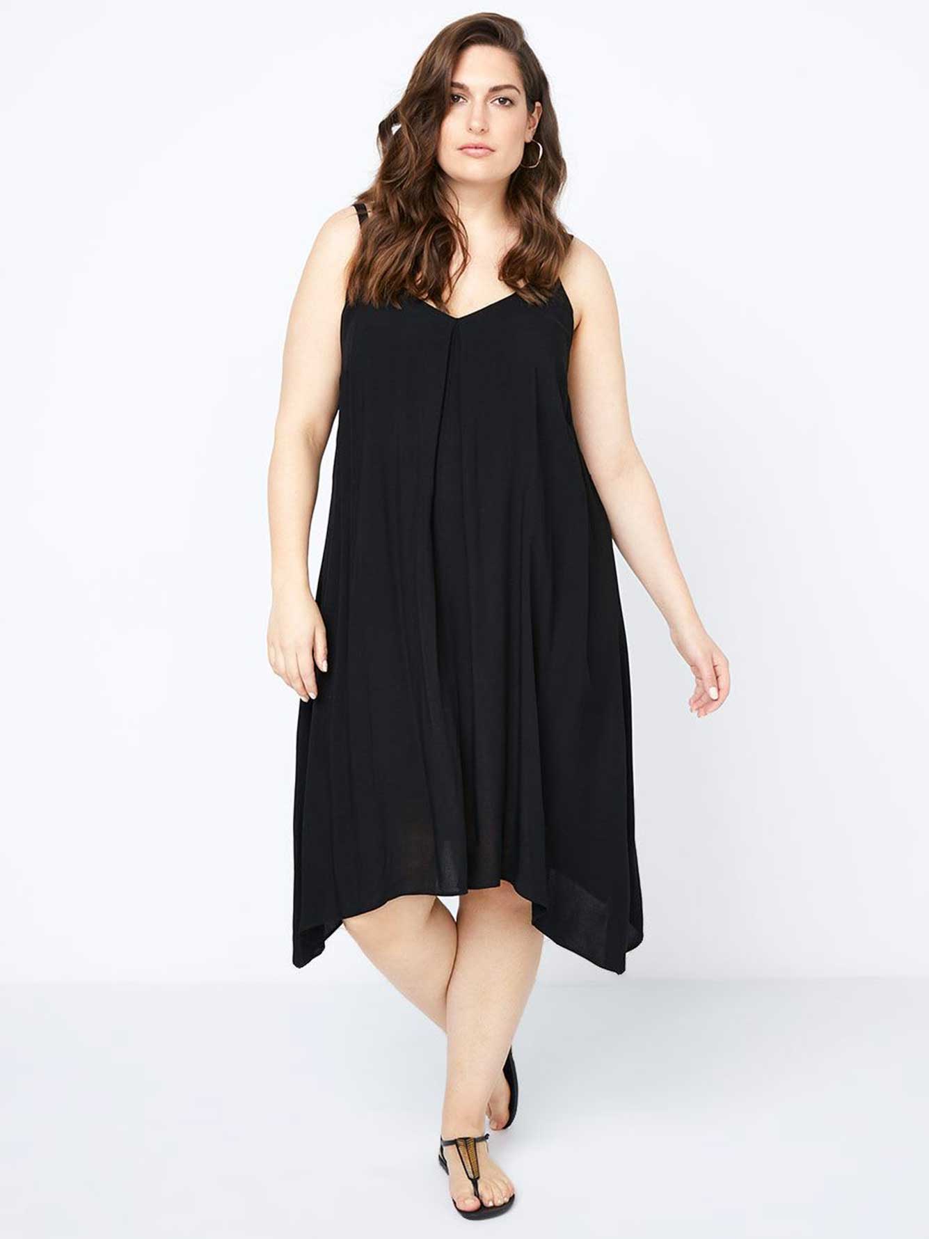 Sleeveless Swing Dress with Shark Bite Hemline - In Every Story ... image.