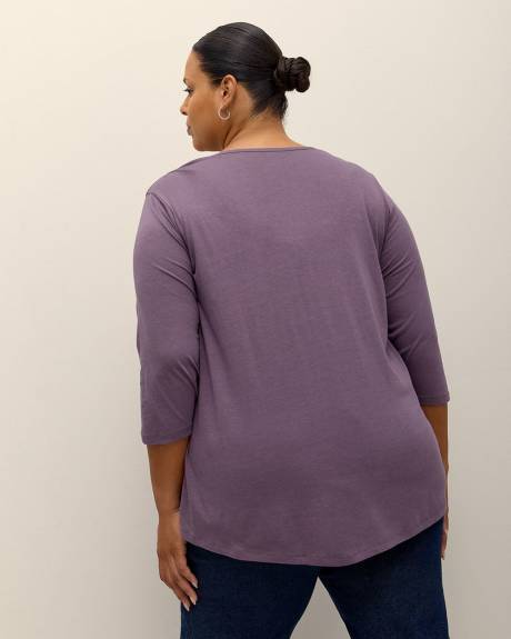 T-shirt avec col fendu, coupe girlfriend - Essentiels PENN.