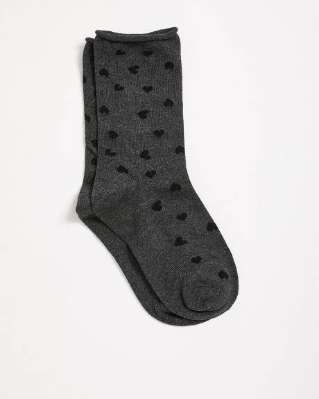 Chaussettes à rebords roulés avec coeurs
