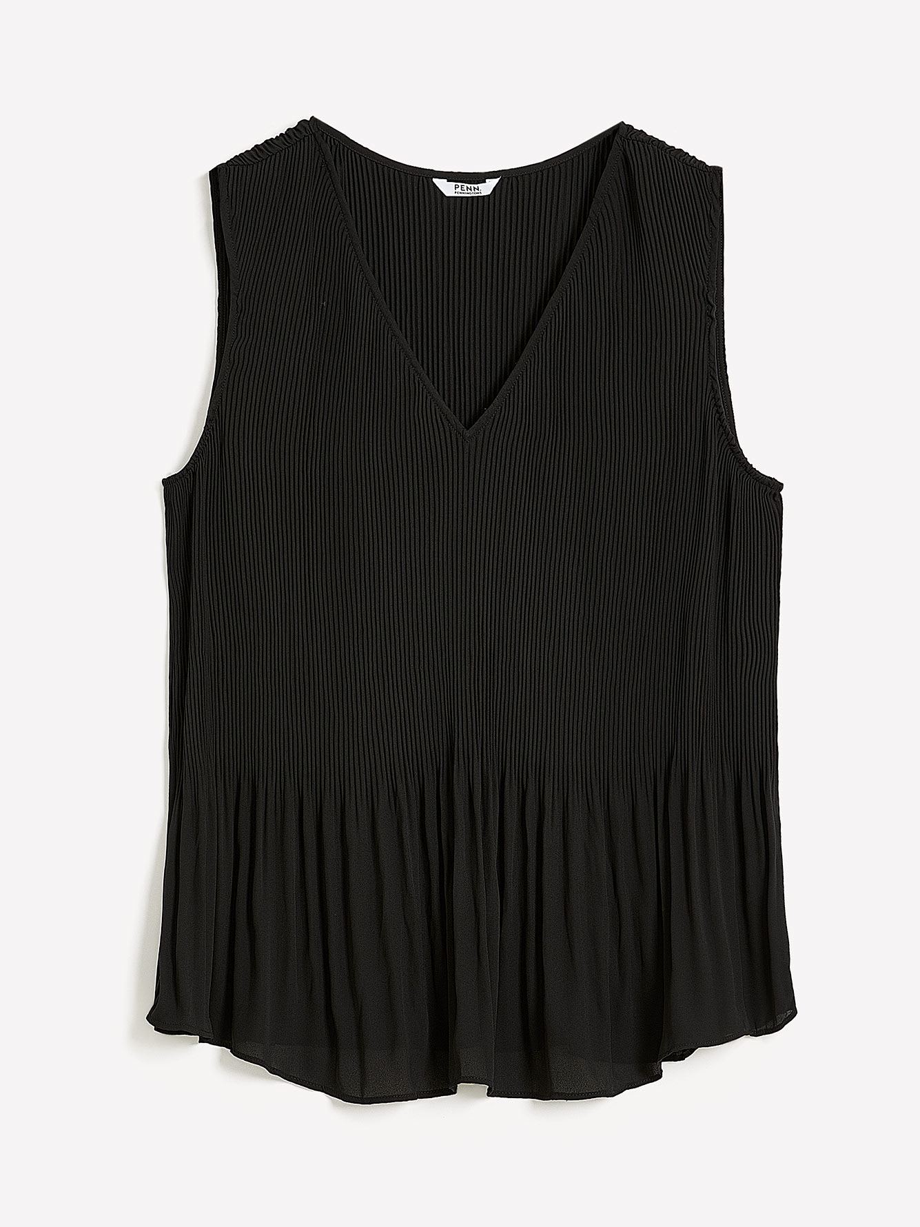 Responsible, Sleeveless A-Line Pleated Blouse