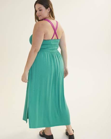 Robe cache-maillot maxi à smocks