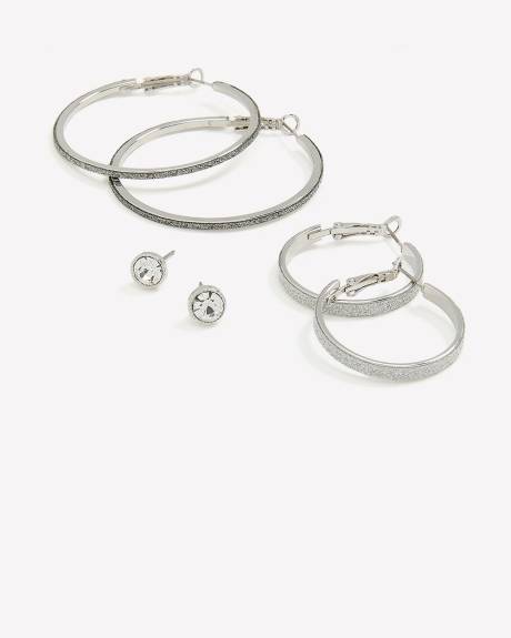 Assorted Earrings with Paper Glitter, Set of 3