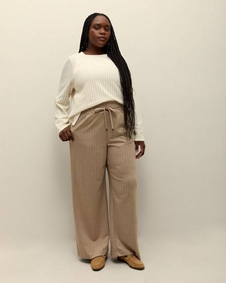 Beige Fashion Wide-Leg Paperbag Pant