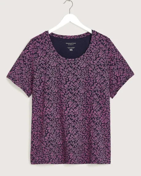 Printed Silhouette-Fit Short-Sleeve Round Neck Tee