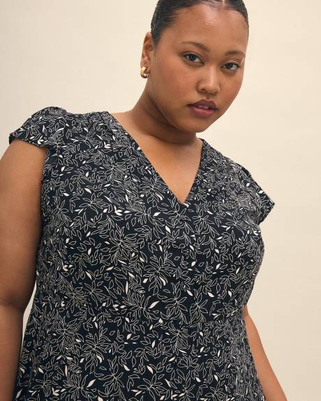 Responsible, Printed Shirt Dress with Cap Sleeves