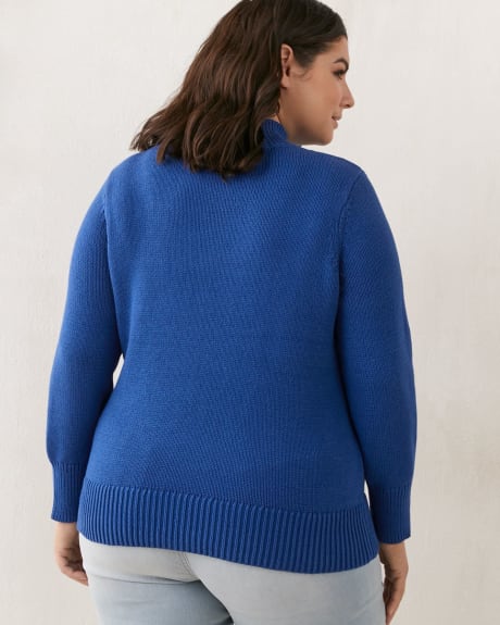 Petite, Mock Neck Sweater With Bow Stitch Detail - In Every Story