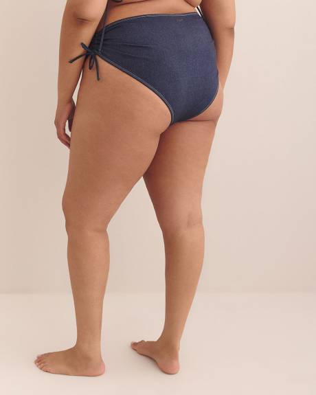 Dark Blue Luna High-Waisted Drawstring Swim Brief - Nana The Brand