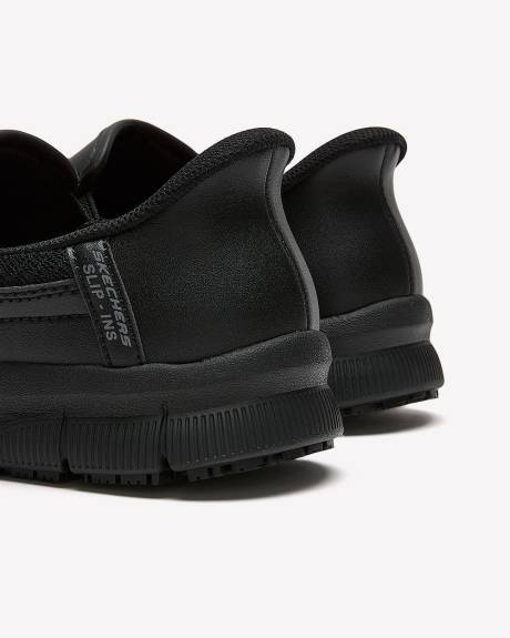 Wide Width, Black Leather Nampa Engus Slip-On Shoe - Skechers