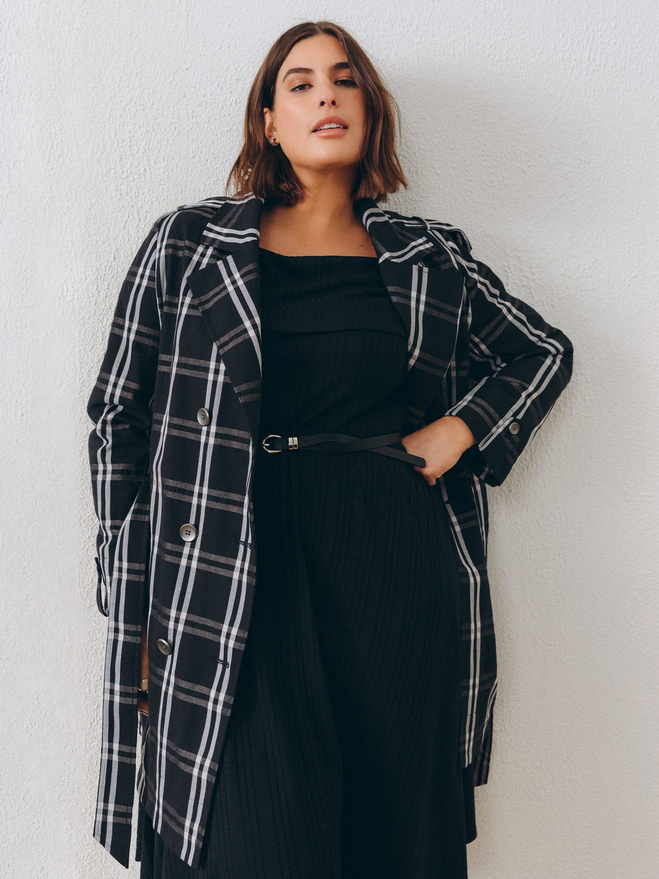 Plus size hotsell plaid trench coat