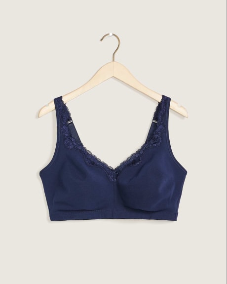 Wireless Cotton Bra With Scalloped Lace - tiVOGLIO