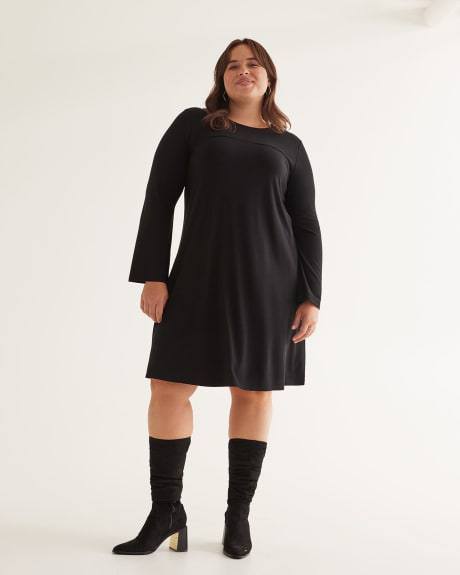 Responsible, Knit Dress with Long Bell Sleeves