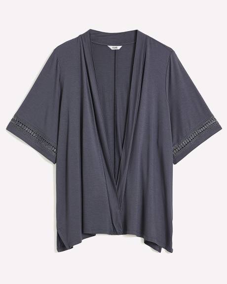 Cardigan ouvert à manches courtes avec détail décoratif