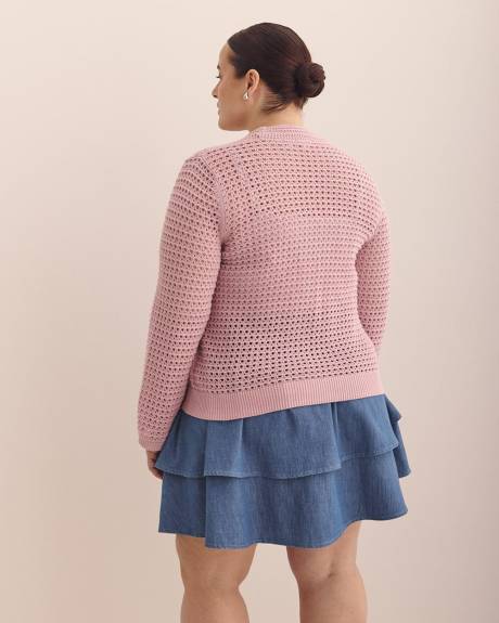 Long-Sleeve Crochet Cardigan