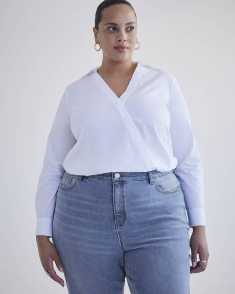 Long-Sleeve Popover Shirt - Addition Elle