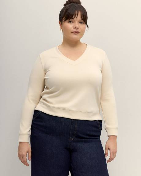 V-Neck Scuba Sweatshirt - Addition Elle