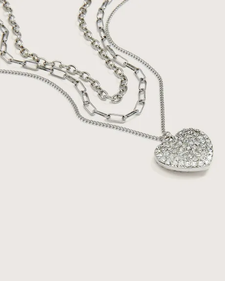 Collier à chaînes multiples de Saint-Valentin avec pendentif en forme de coeur